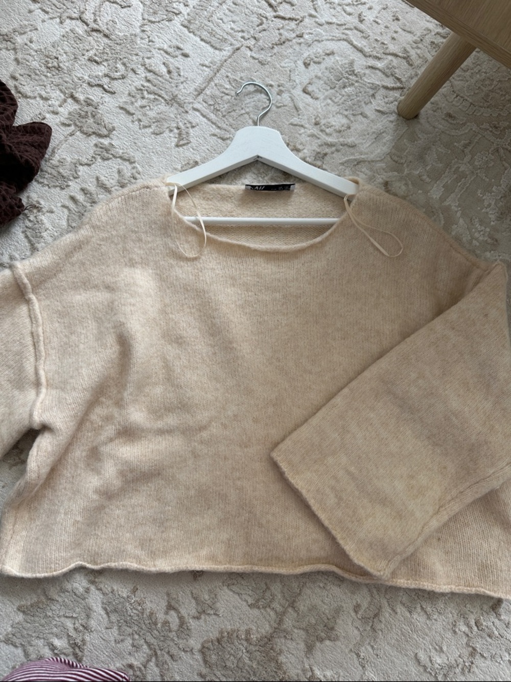 Zara Neutral Cream Scoopneck Knit Sweater